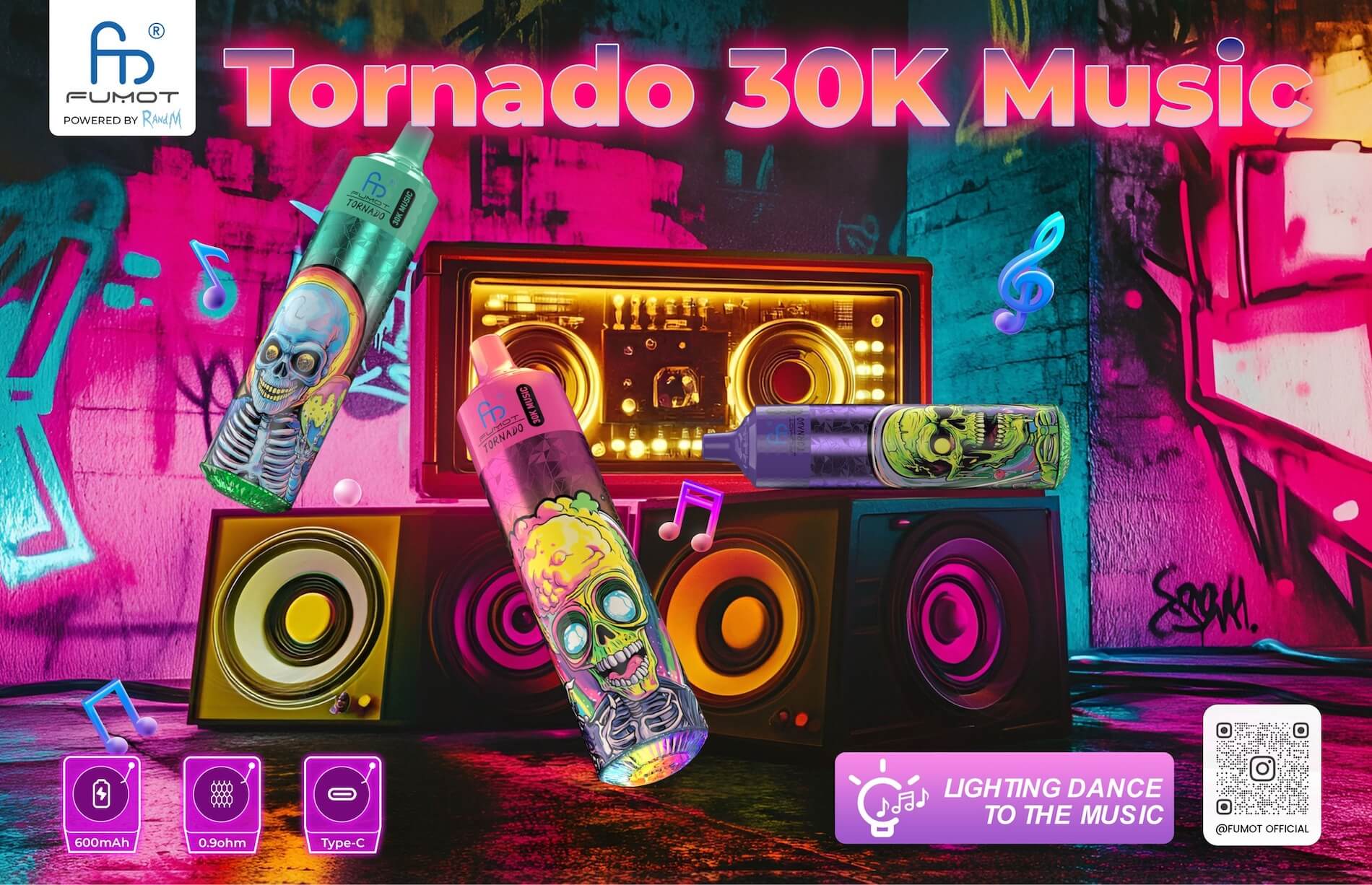 Fumot Tornado Music 30000 Einweg Vape 
